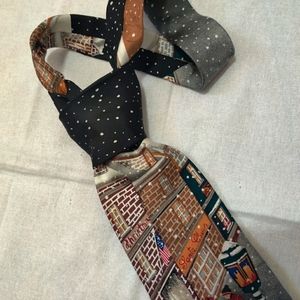 Zylos George Machado Vintage City View Christmas Neck Tie